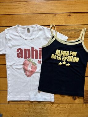 Alpha Phi Graphic Tank Top and Strawberry Print Tee - Blue & Yellow